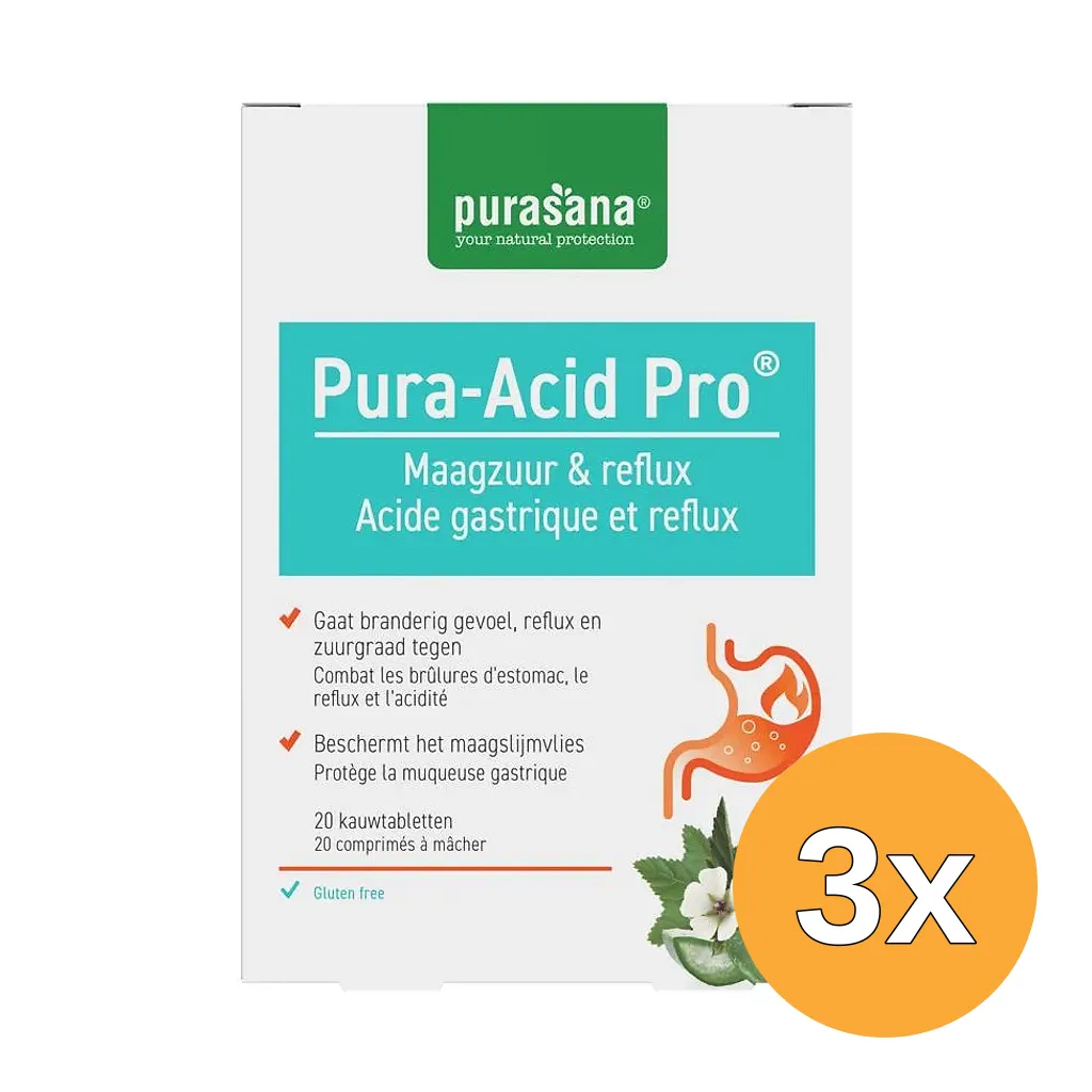 3x Purasana Pura-Acid Pro (20 kauwtabletten)