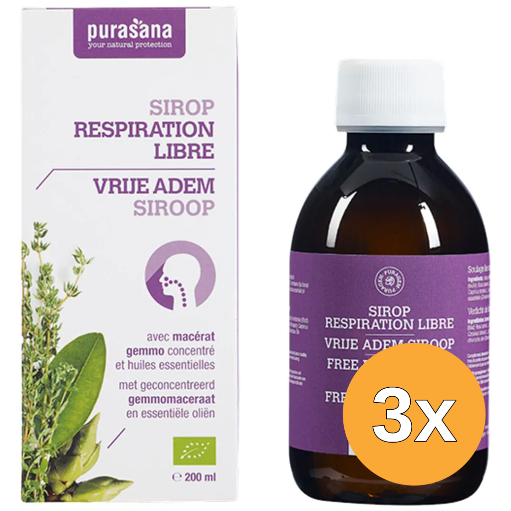 3x Purasana Puragem Vrije Adem Siroop/Respiration Libre Bio (200 ml)