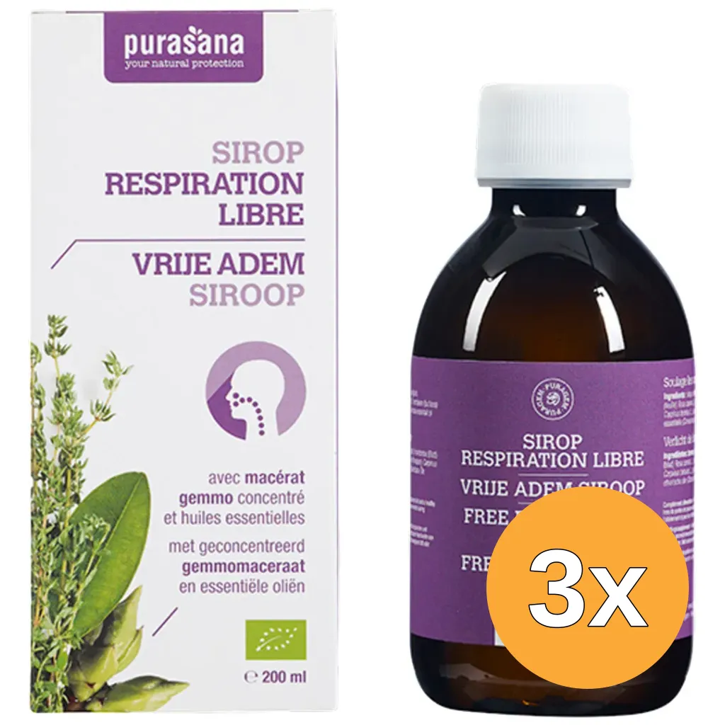 3x Purasana Puragem Vrije Adem Siroop/Respiration Libre Bio (200 ml)