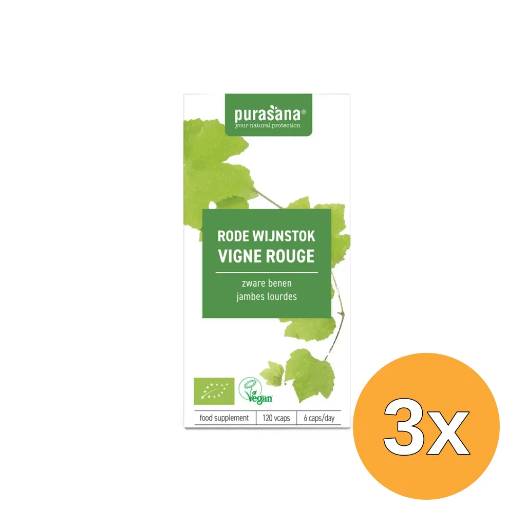 3x Purasana Rode Wijnstok/Vigne Rouge Vegan Bio (120 vega capsules)
