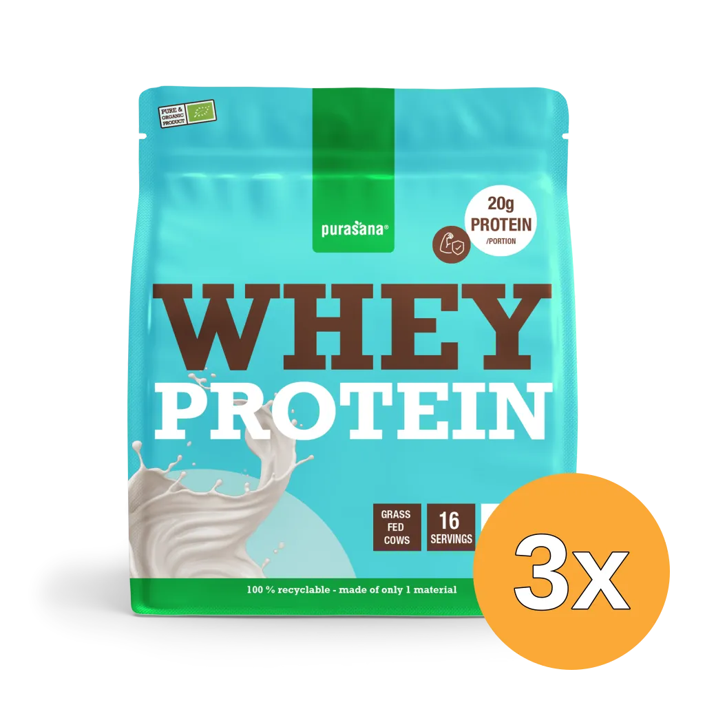 3x Purasana Whey Proteine Natuur Bio (400 gr)