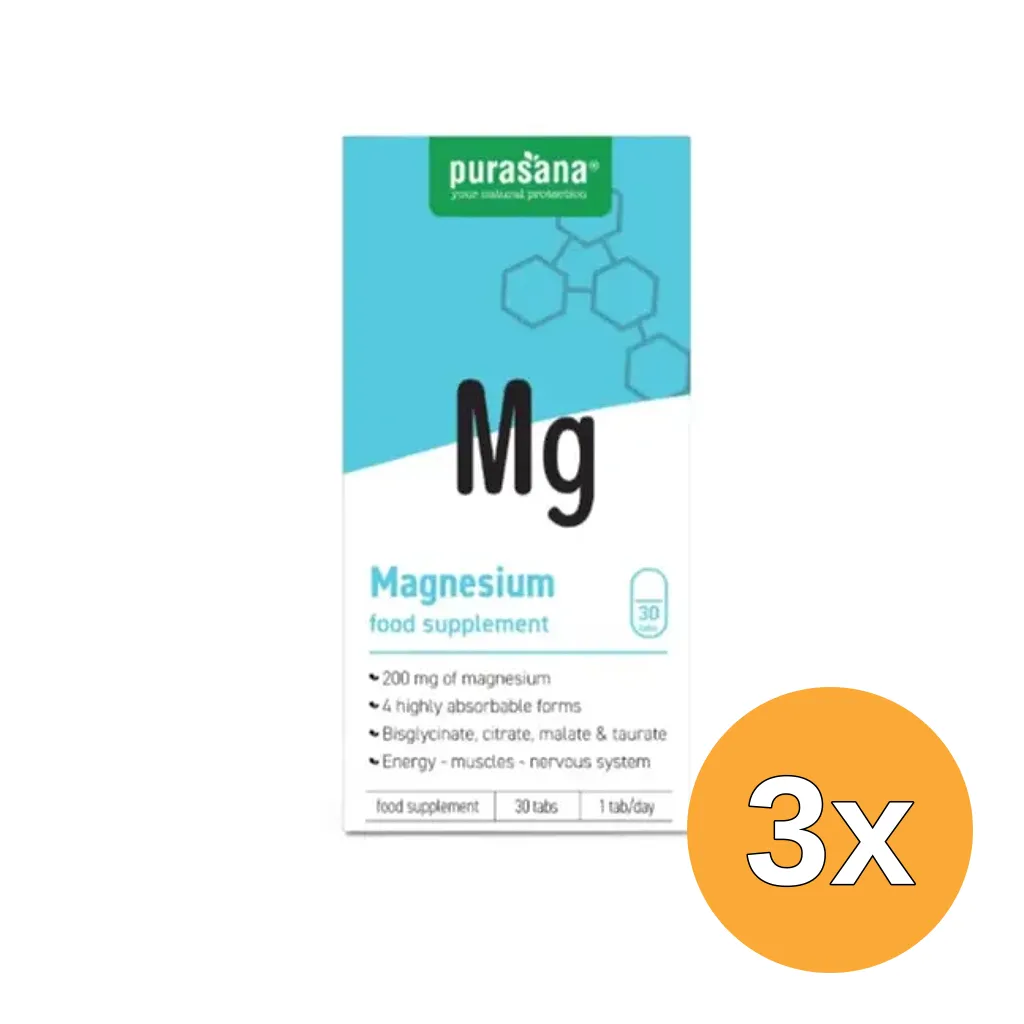 3x Purasana mg Magnesium Tabletten (30 tabletten)