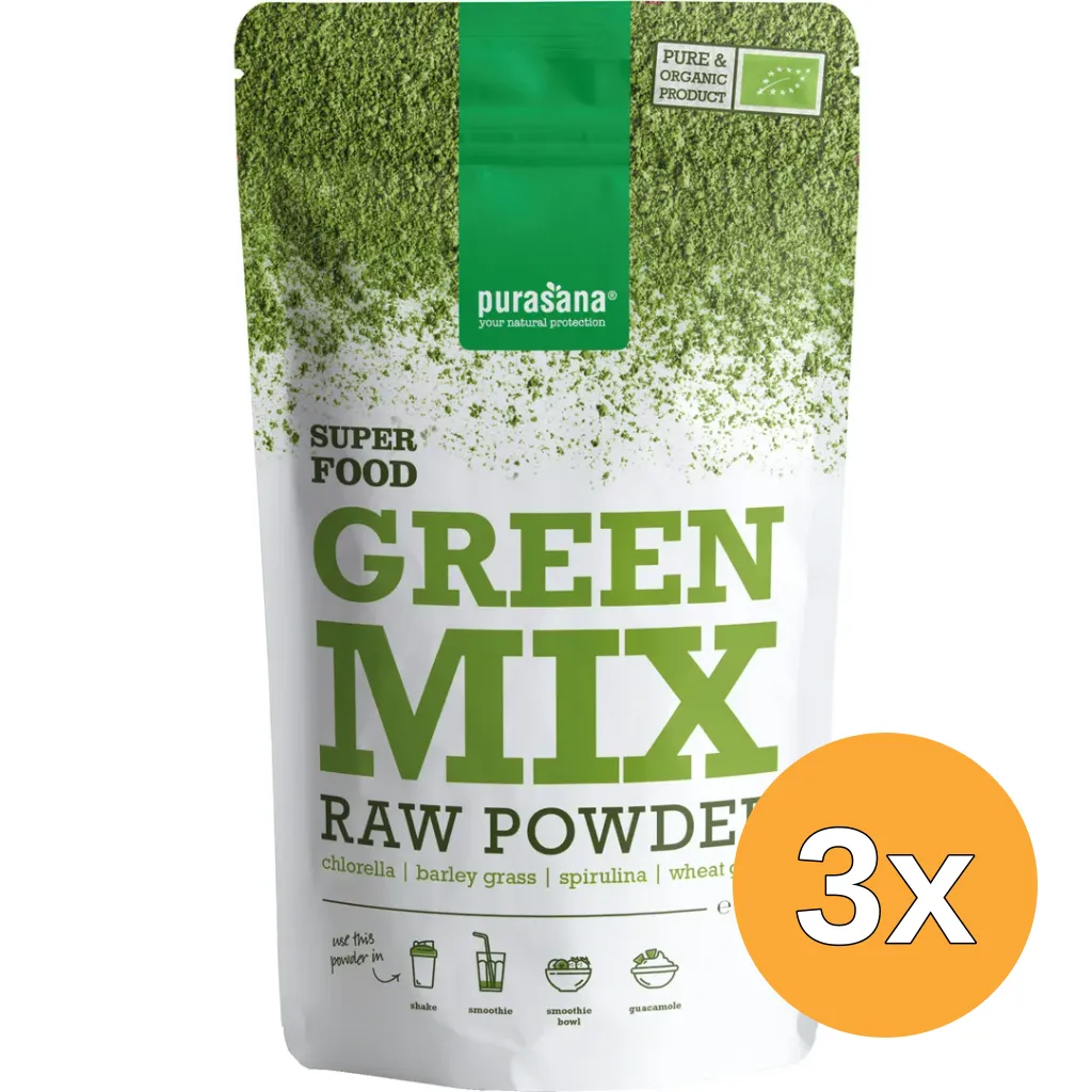 3x Purasanagreen Mix Poeder/Poudre Vegan Bio (200 gr)