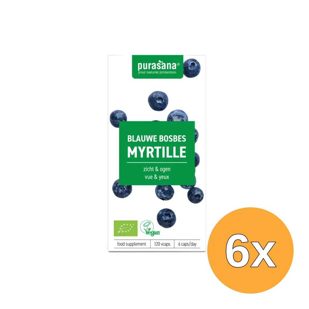 6x Purasana Blauwe Bosbes 320 Mg (120 vega capsules)