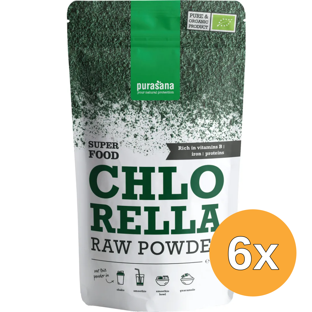 6x Purasana Chlorella Poeder/Poudre Vegan Bio (200 gr)