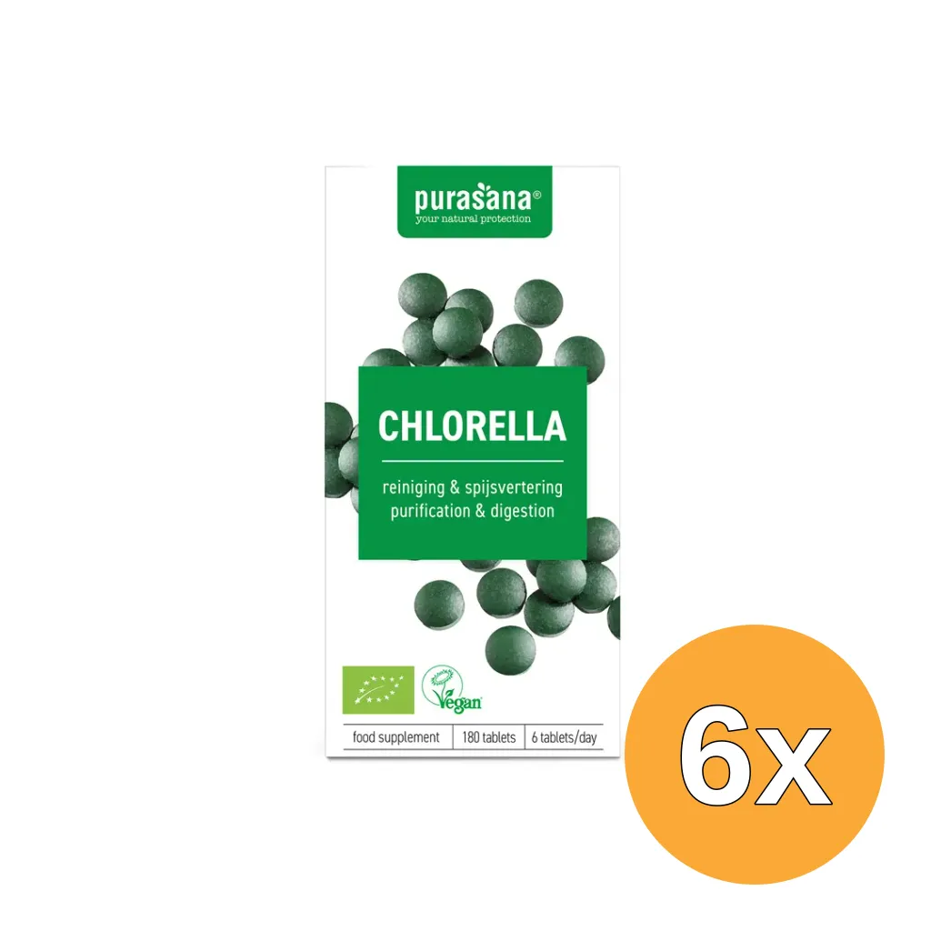 6x Purasana Chlorella Vegan Bio (180 tabletten)