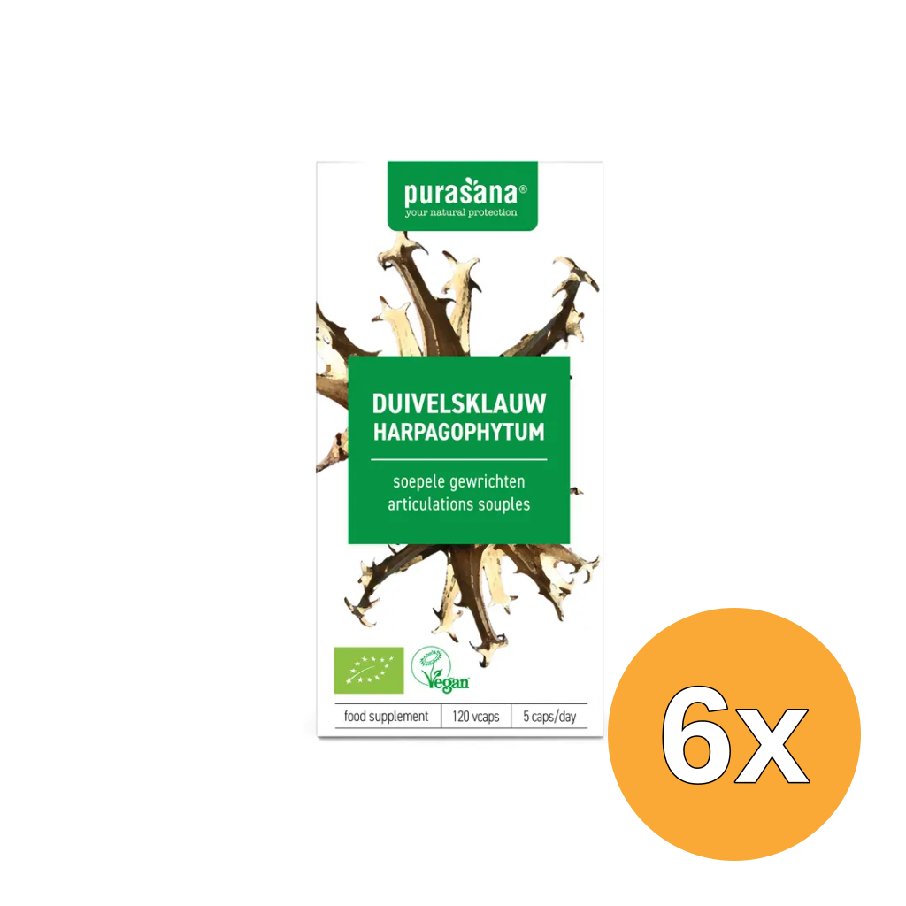 6x Purasana Duivelsklauw/Harpagophytum Vegan Bio (120 vega capsules)