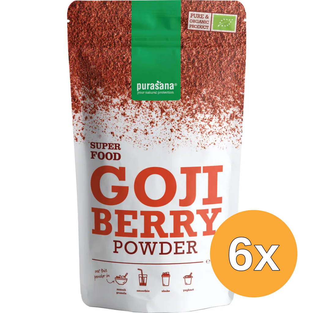 6x Purasana Goji Bes Poeder/Poudre Baies De Goji Vegan Bio (200 gr)