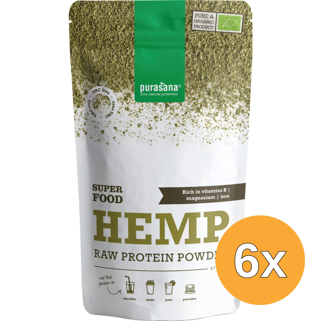 6x Purasana Hennep Proteine Poeder/Poudre Chanvre Vegan Bio (200 gr)