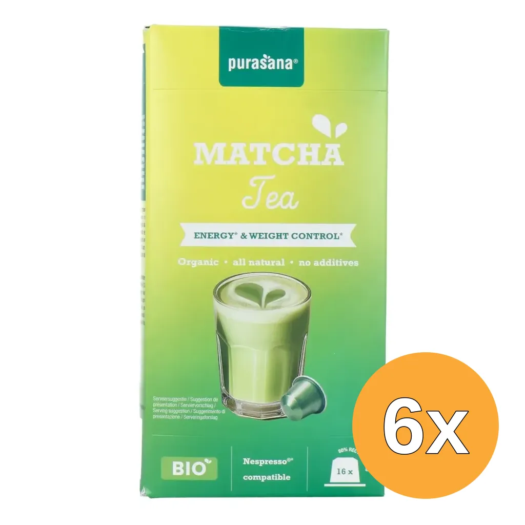 6x Purasana Hot Drinks Matcha Tea Caps Bio (16 x 1 gr)
