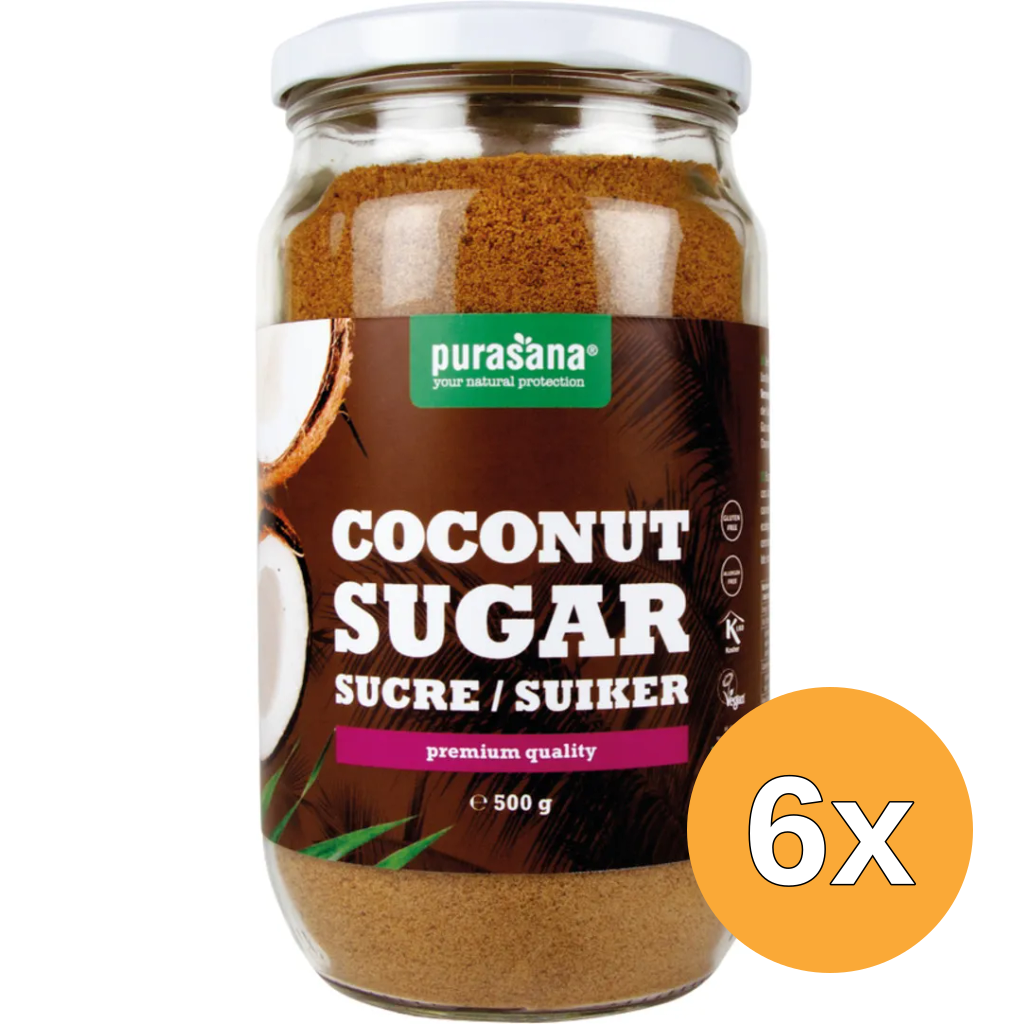 6x Purasana Kokosbloesemsuiker/Sucre De Fleur De Coco Bio (500 gr)