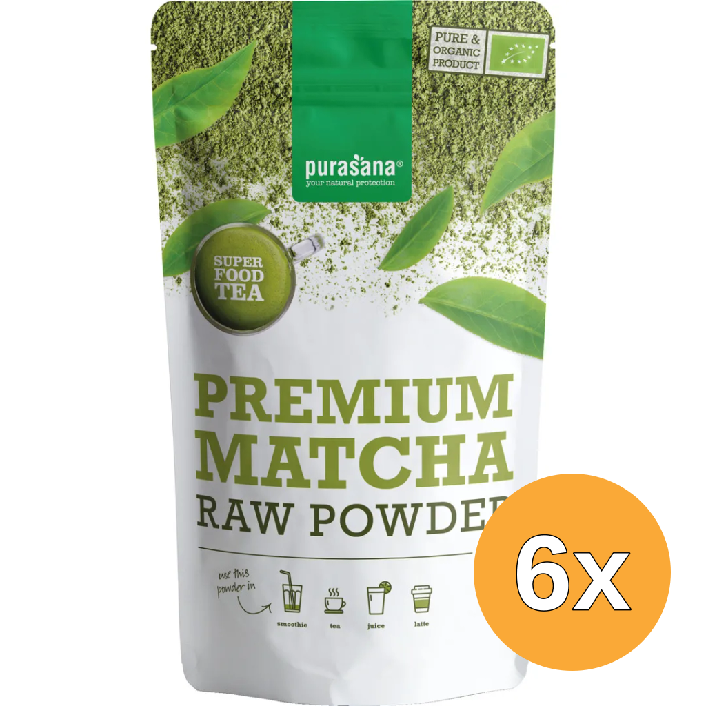 6x Purasana Matcha Premium Poeder Vegan Bio (75 gr)