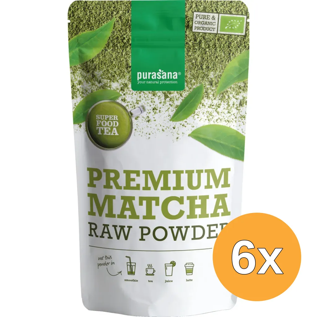 6x Purasana Matcha Premium Poeder Vegan Bio (75 gr)