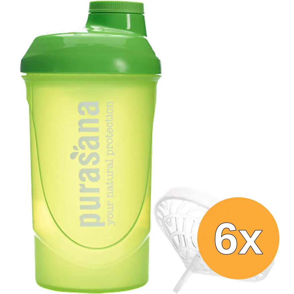 6x Purasana Plastic Shaker 500ml Groen (1 stuk)