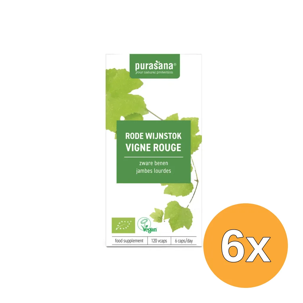 6x Purasana Rode Wijnstok/Vigne Rouge Vegan Bio (120 vega capsules)