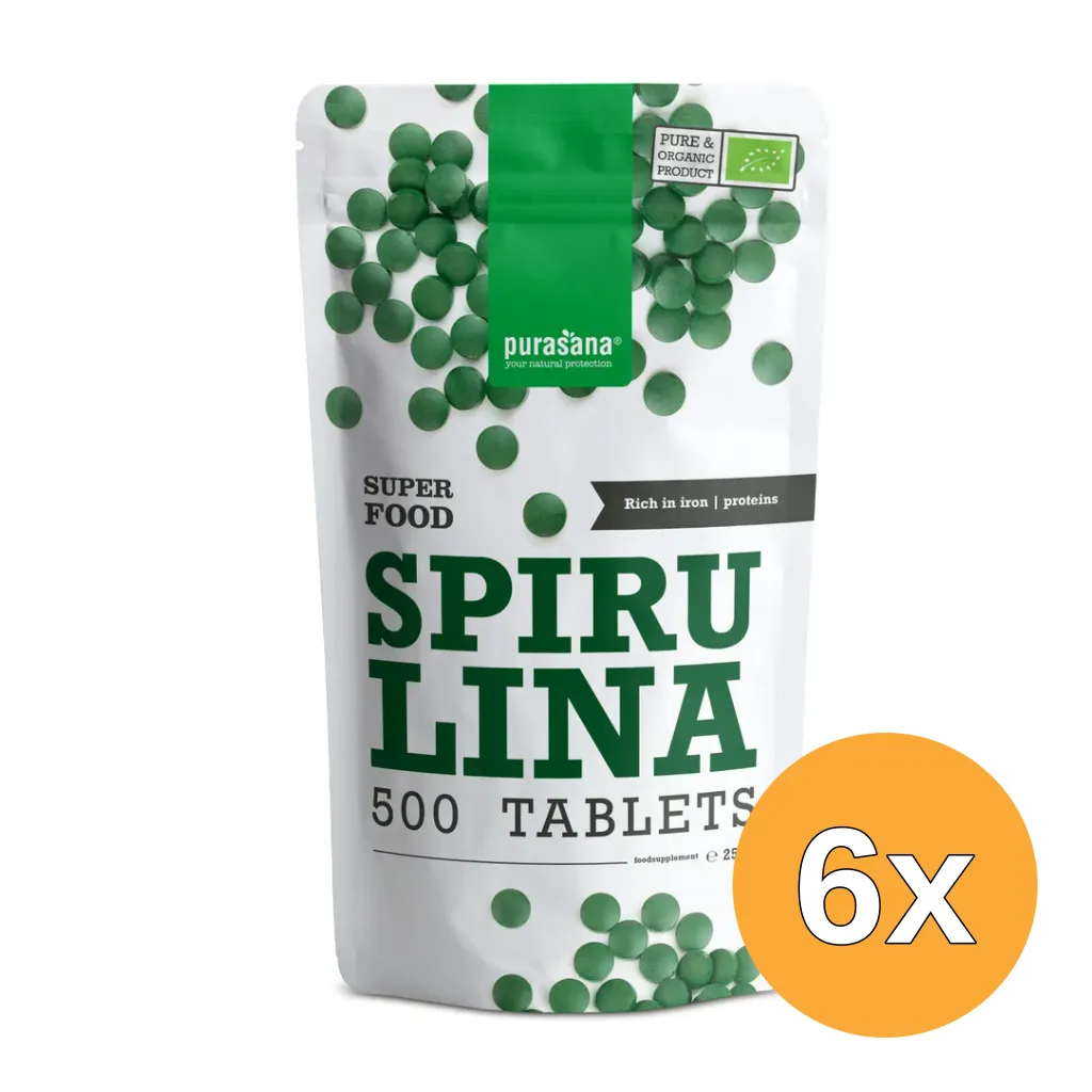 6x Purasana Spirulina 500 Mg Bio (500 tabletten)