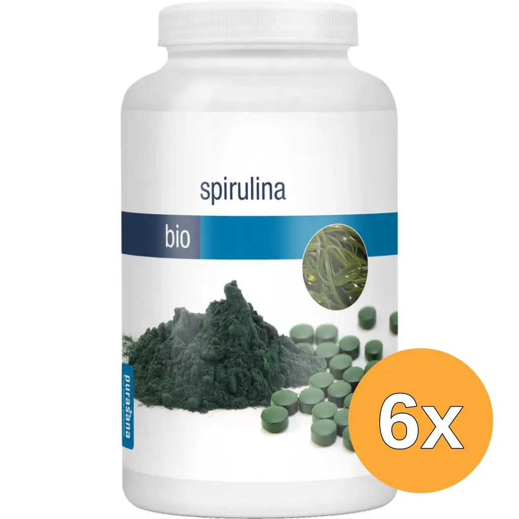 6x Purasana Spirulina/Spiruline Vegan Bio (360 tabletten)