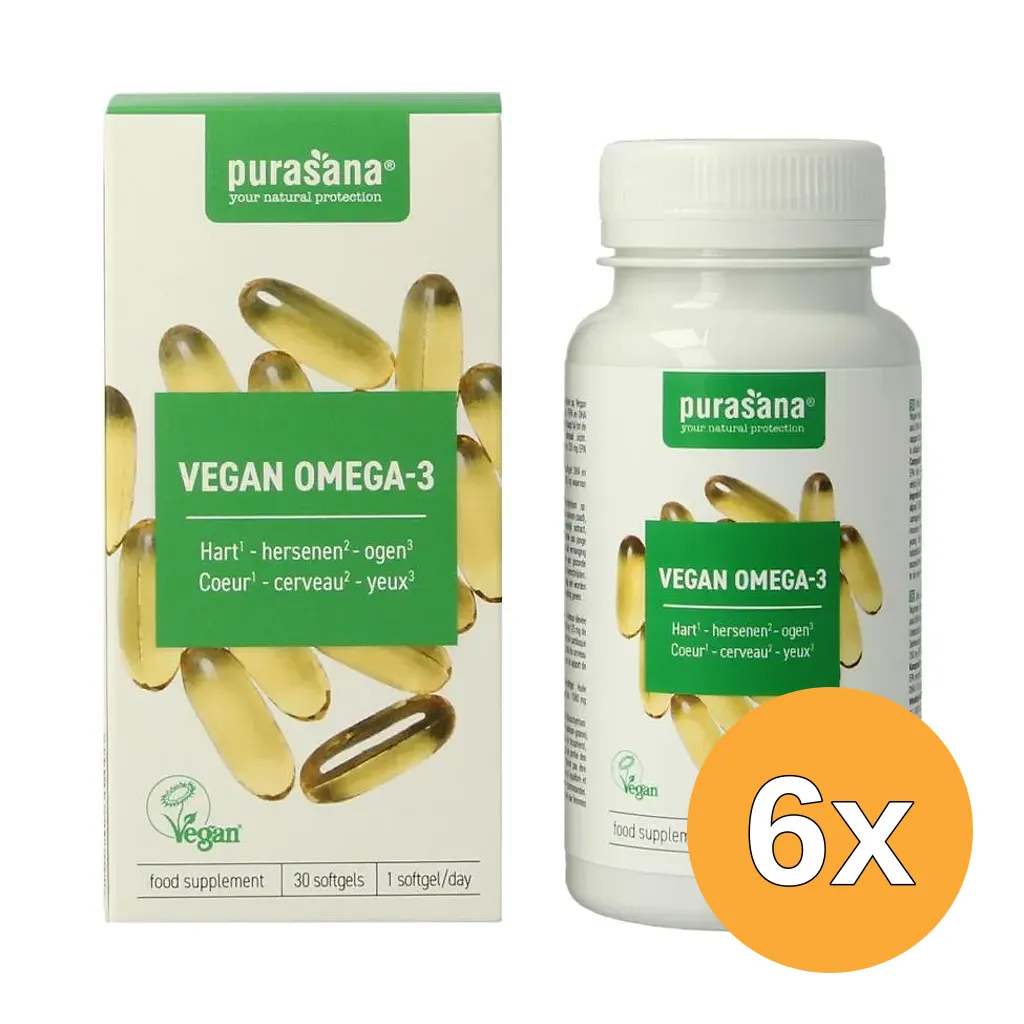 6x Purasana Vegan Omega-3 Algenolie (30 softgels)