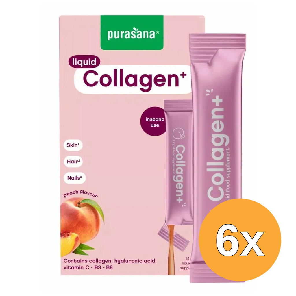6x Purasana Collagen+ Liquid Peach (15 x 10 ml)