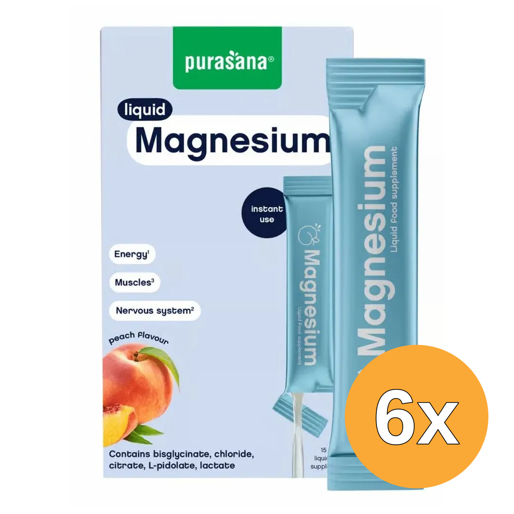 6x Purasana Magnesium Liquid Peach (15 x 10 ml)