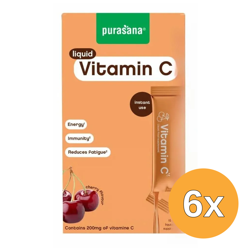 6x Purasana Vitamin C Liquid Cherry (15 x 10 ml)