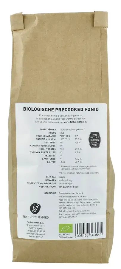 Teff Fonio Voorgekookt Biologisch (500 gr)