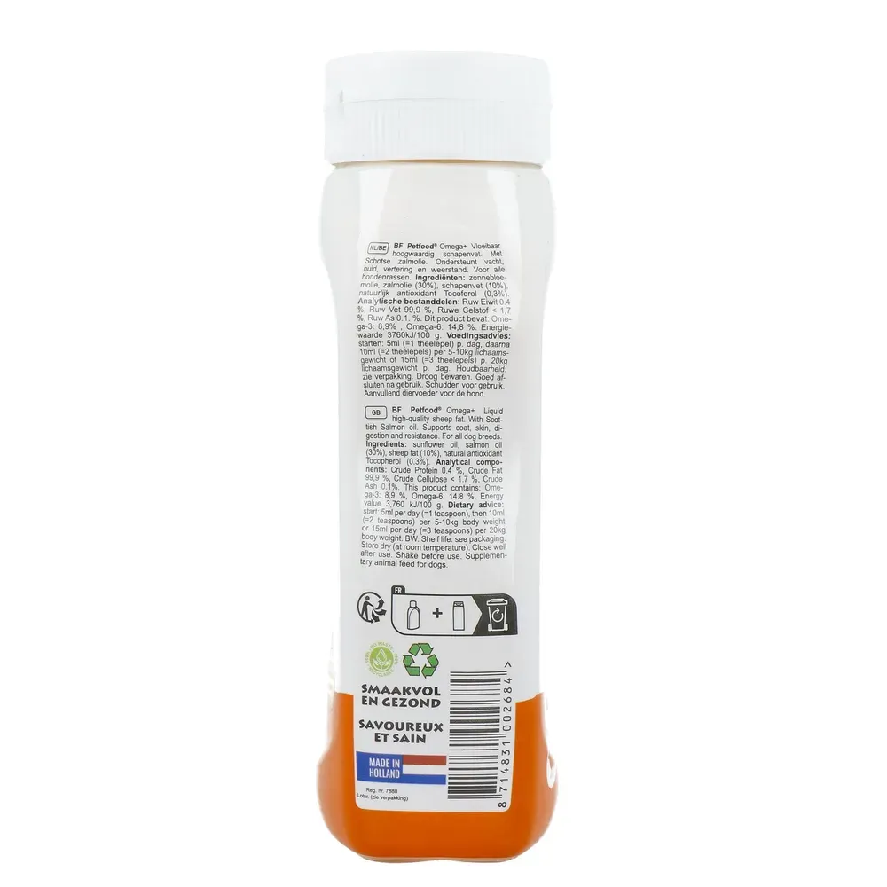 Biofood Bf Petfood Vloeibaar Schapenvet met Zalmolie Weerstand Vitaliteit (250 ml)