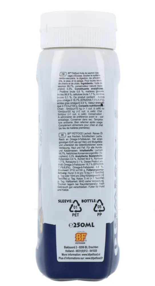 Biofood Bf Petfood Vloeibaar Schapenvet met Zalmolie Huid, Vacht en Gewrichten (250 ml)