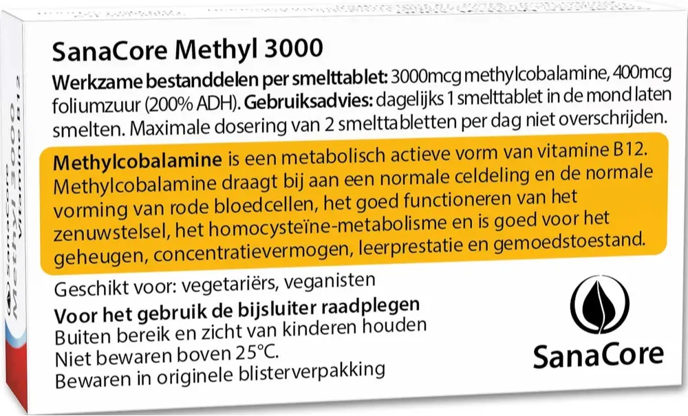 Sanacore Methyl 3000 Vitamine B12 Tabletten (60 tabletten)