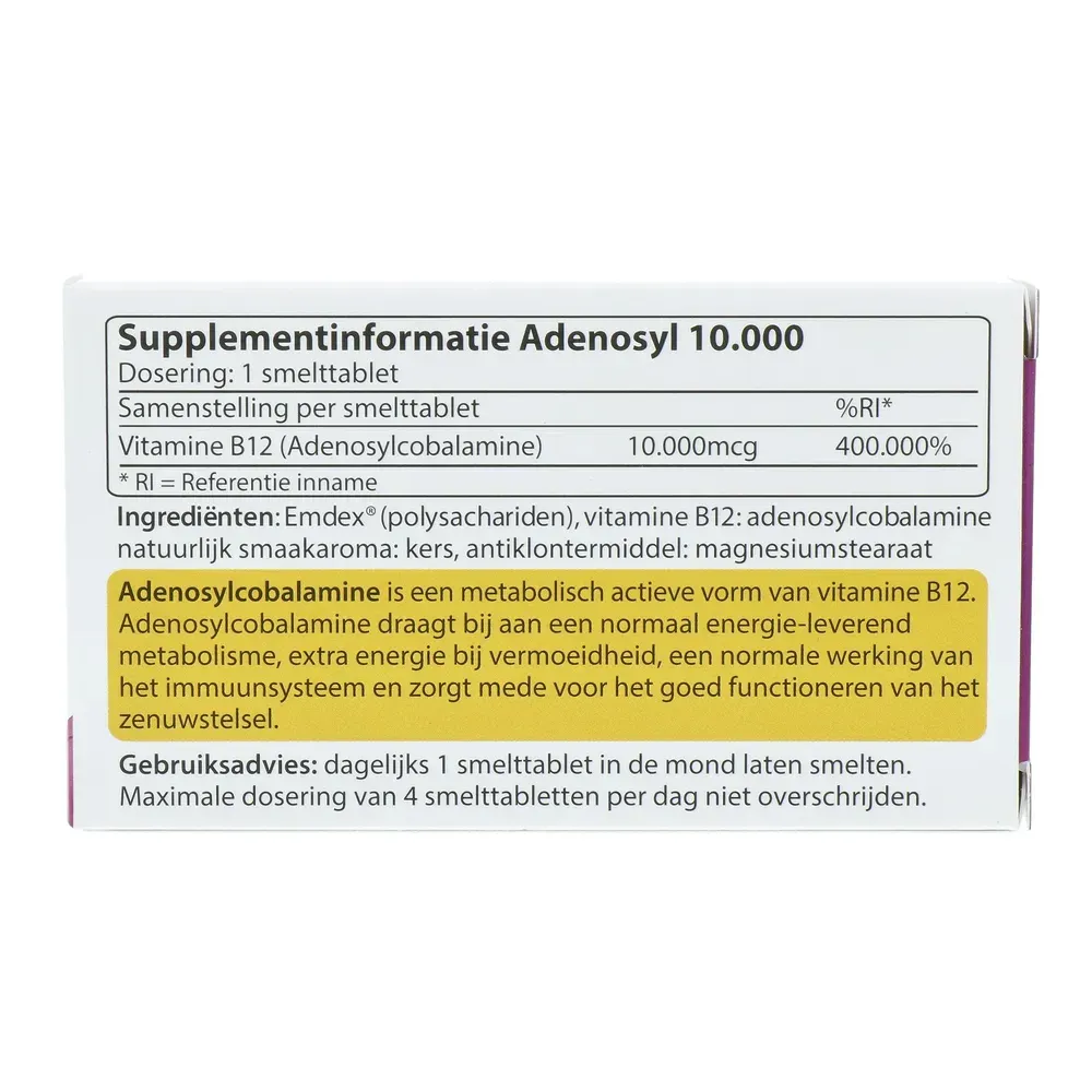 Sanacore Adenosyl 10000 Vitamine B12 Kers Smelttabletten (60 tabletten)